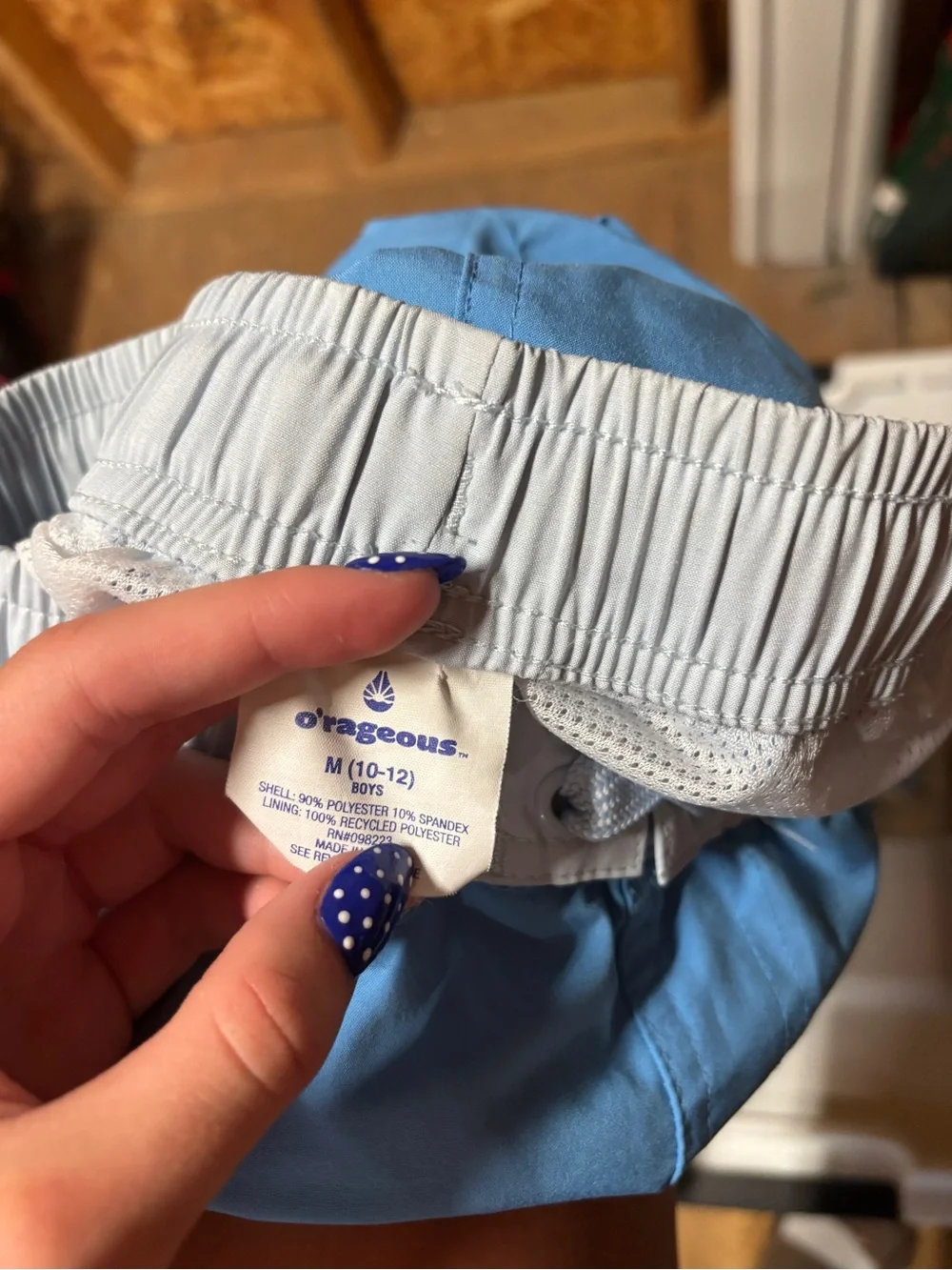 Kids Light Blue Swim Trunks with White Trim